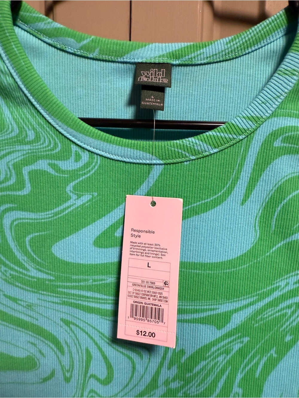 wild fable Green & Aqua Swirl Cropped Tee - Picture 2 of 4